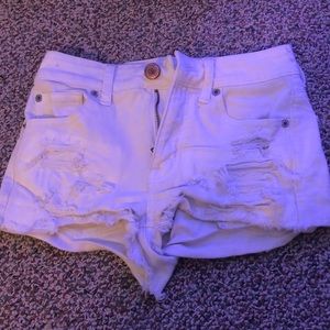Distressed White shorts
